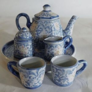 Vintage Mini Porcelain Tea Set with Tray